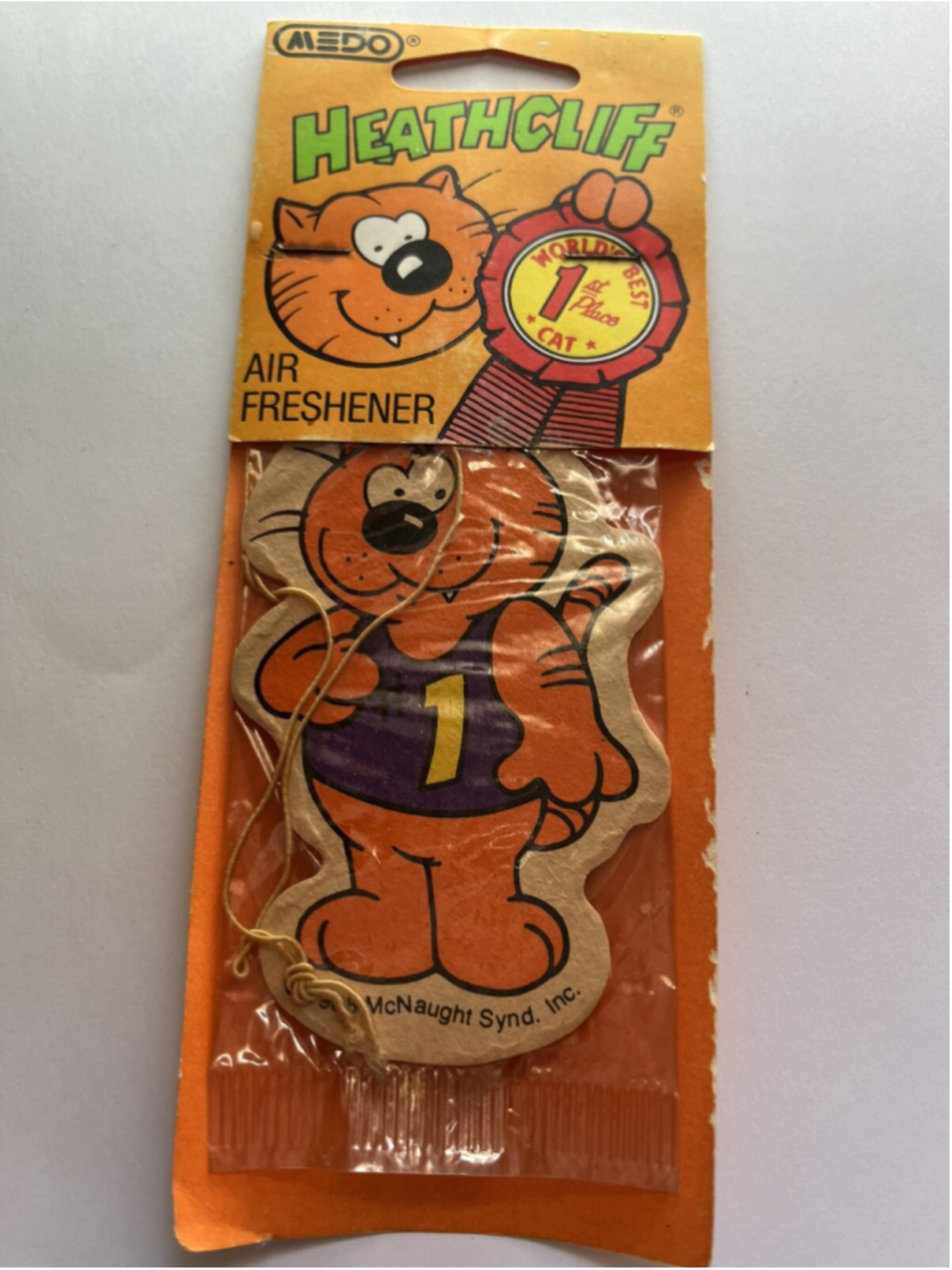 NEW Sealed Vintage 1988 MCNAUGHT SYND. INC Heathcliff Cat Hanging Air Freshener
